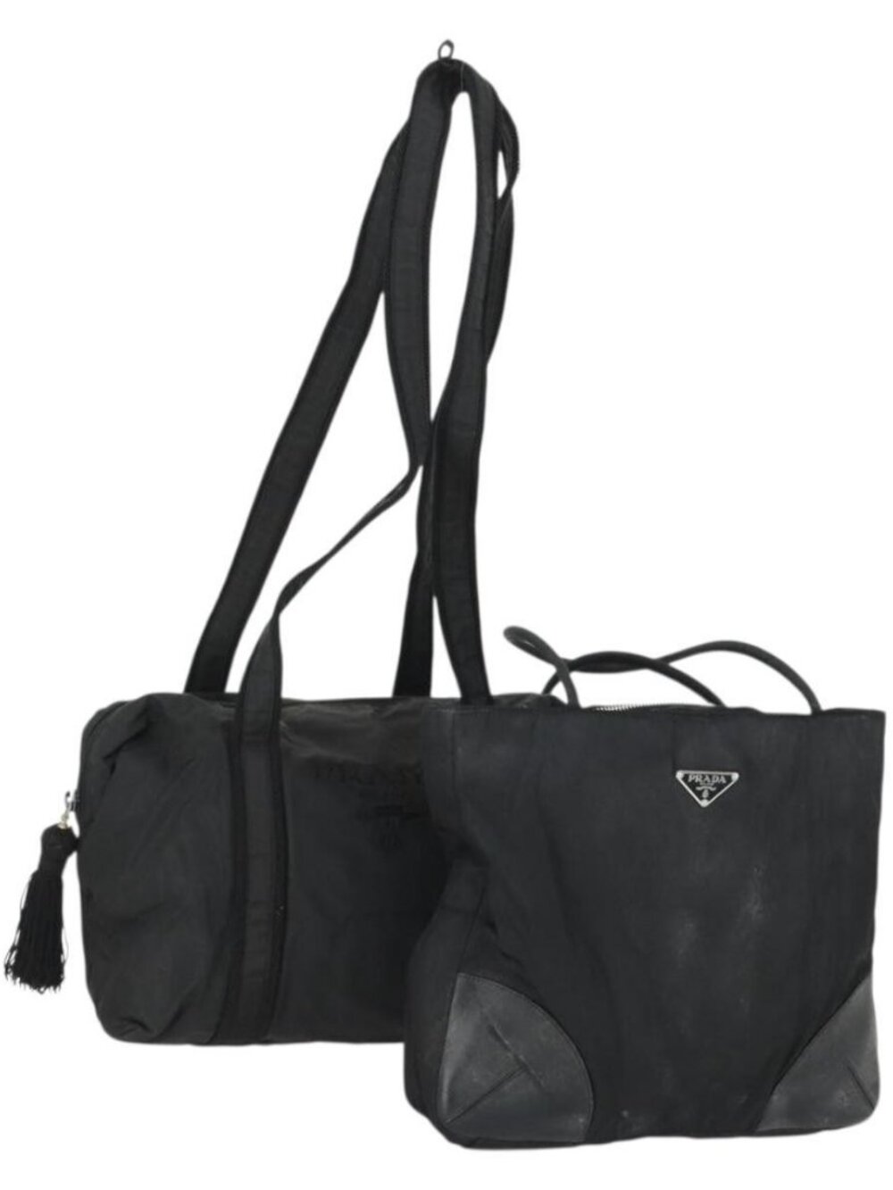 PRADA Bag Nylon 2 Set Black Auth 155249